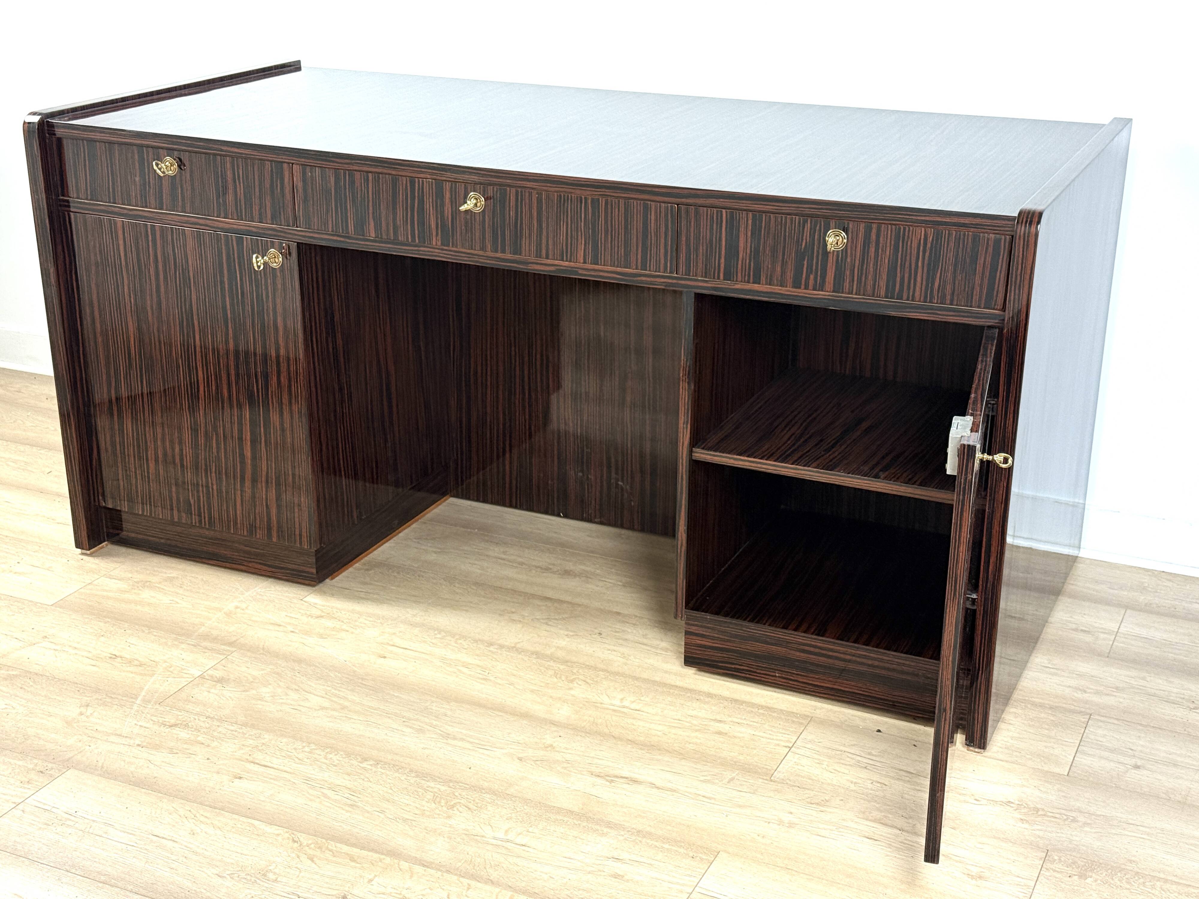 Art Deco “New York” double-sided desk – Macassar ebony veneer