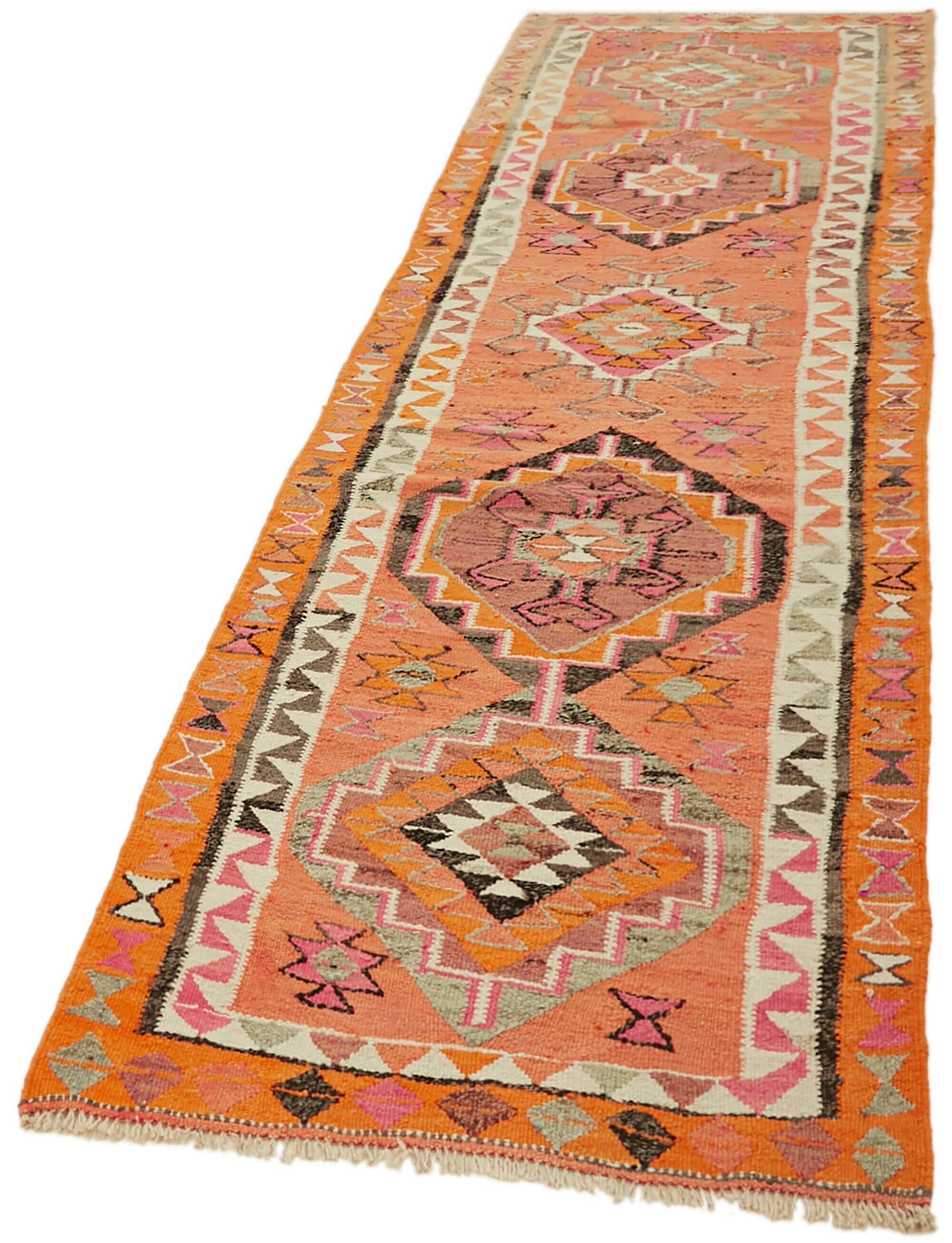 Turkish Handwoven Vintage Herki Kilim 103 cm x 351 cm