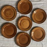 7 Saint Clément flat plates in brown earthenware