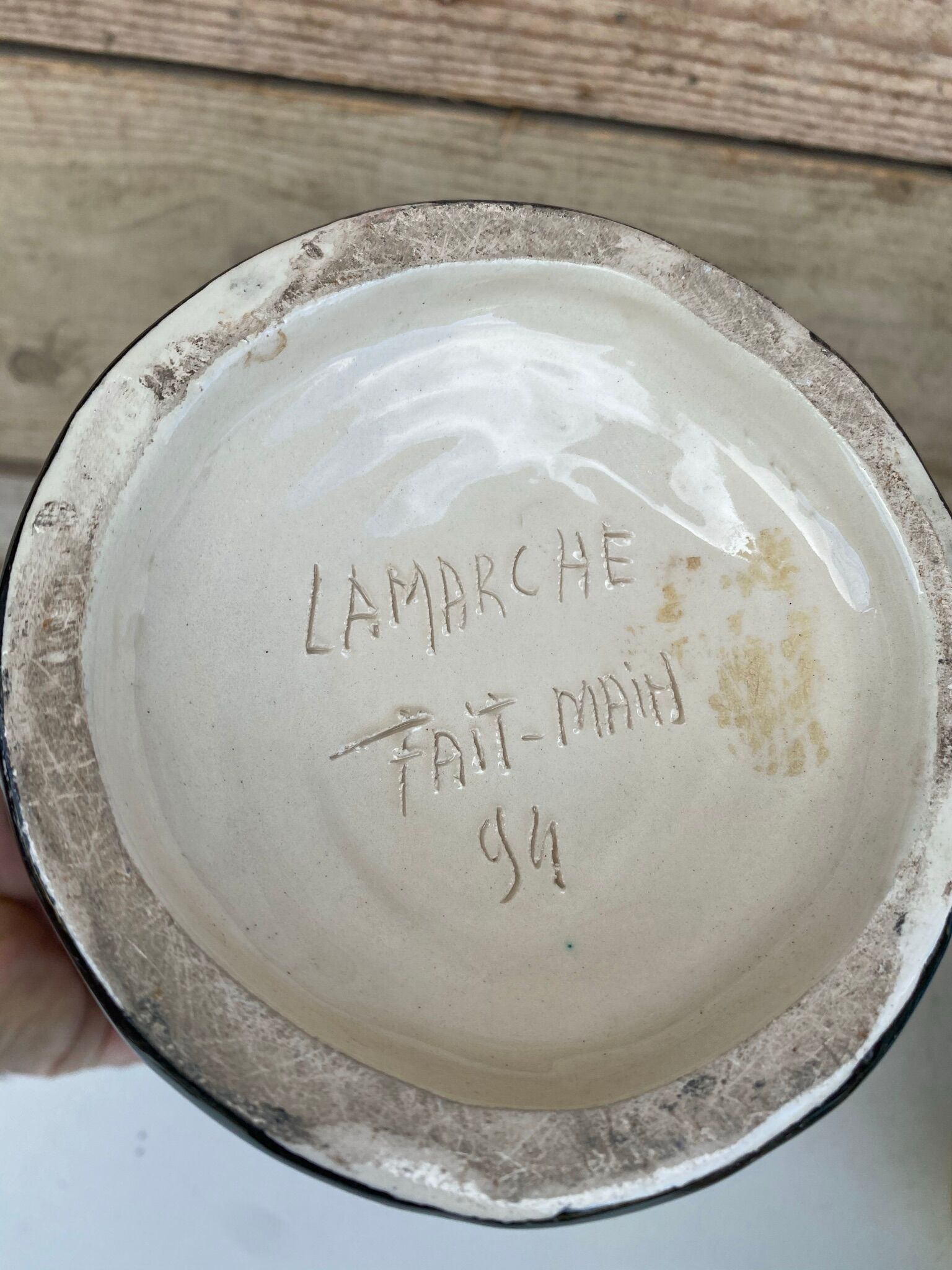 Vase céramique vintage Lamarche Vallauris Monaco 1960