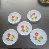 5 Arcopal plates flower decoration