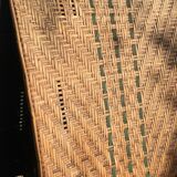 Long wicker and rattan armchair 1950
