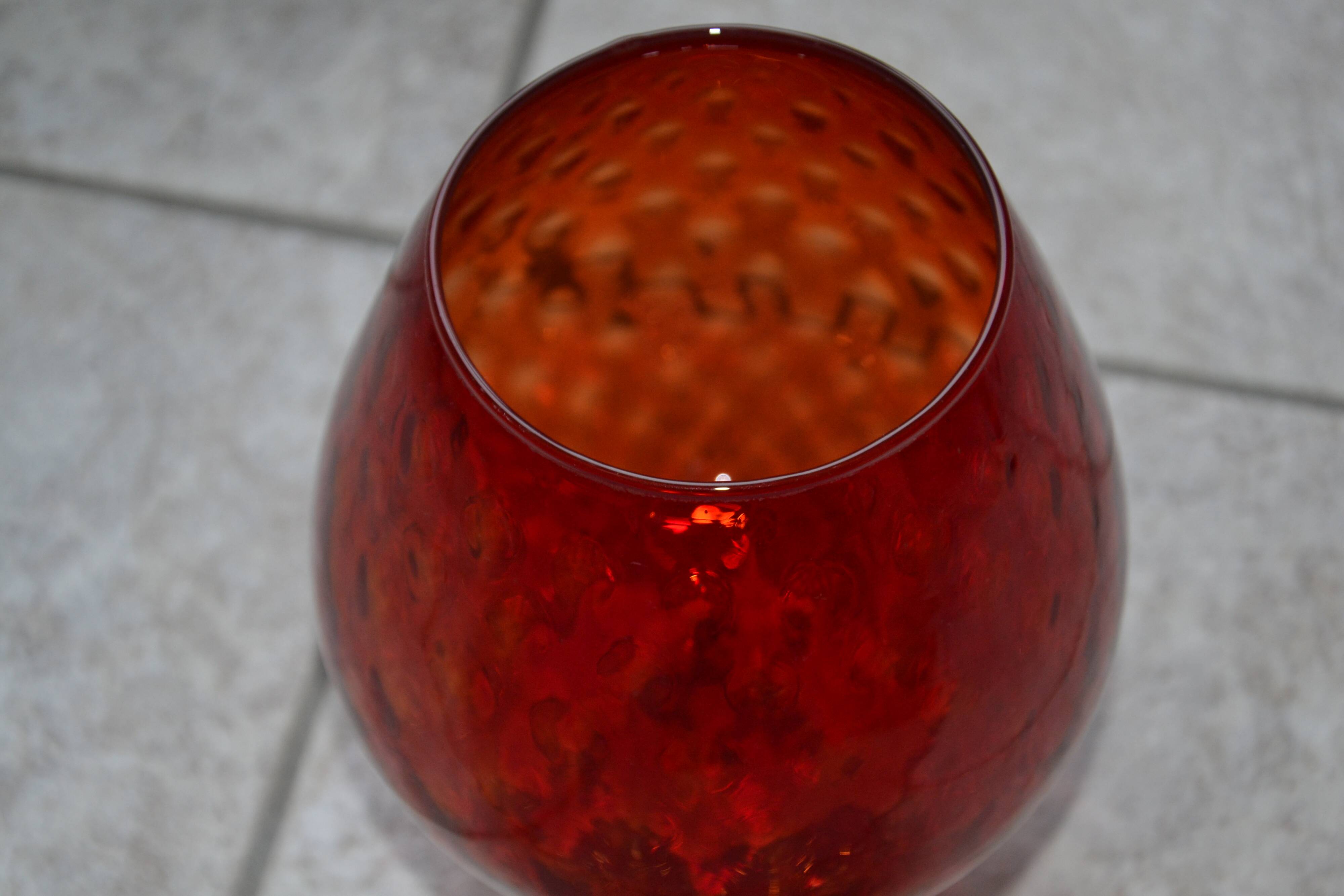 Vintage Italian red vase on foot