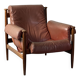 Fauteuil Amiral d'Eric Merthen, en cuir et palissandre