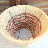 Authentic Lamp of the 70's Foot in Olivier Lampshade in wool