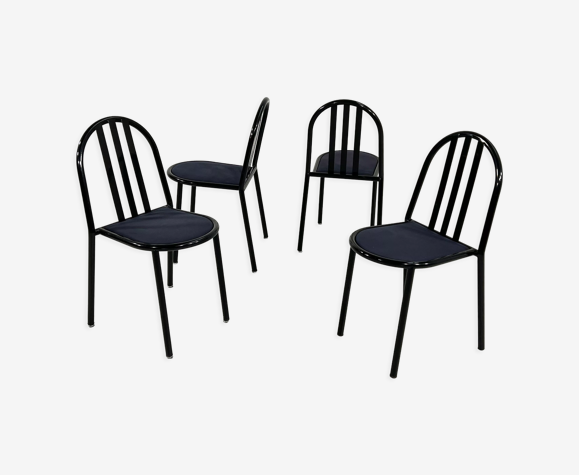 Lot de 4 chaises Nr 222. avec assise en tissu par Robert Mallet Stevens, 1980
