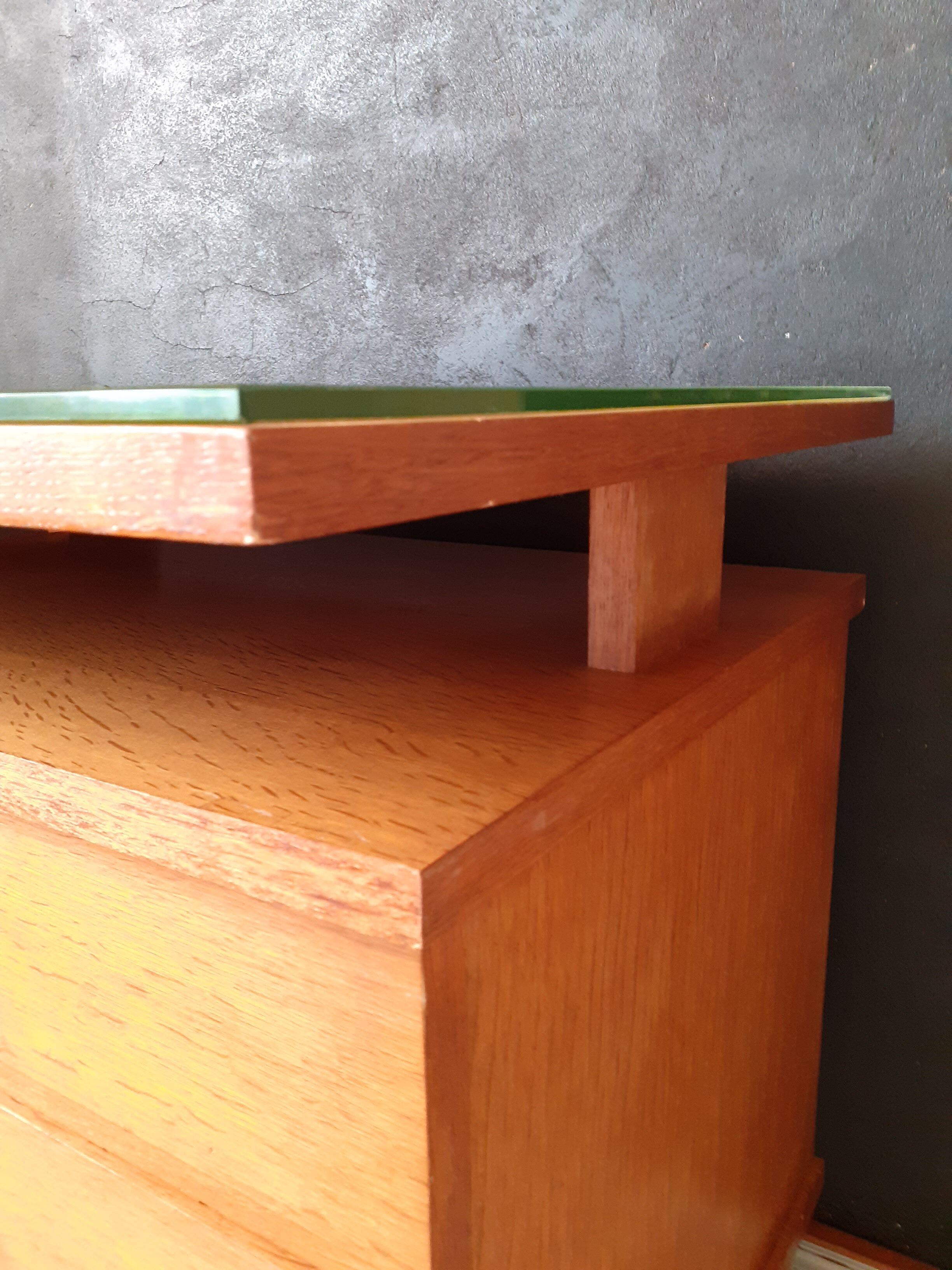 Vintage desk with compass feet around 1950