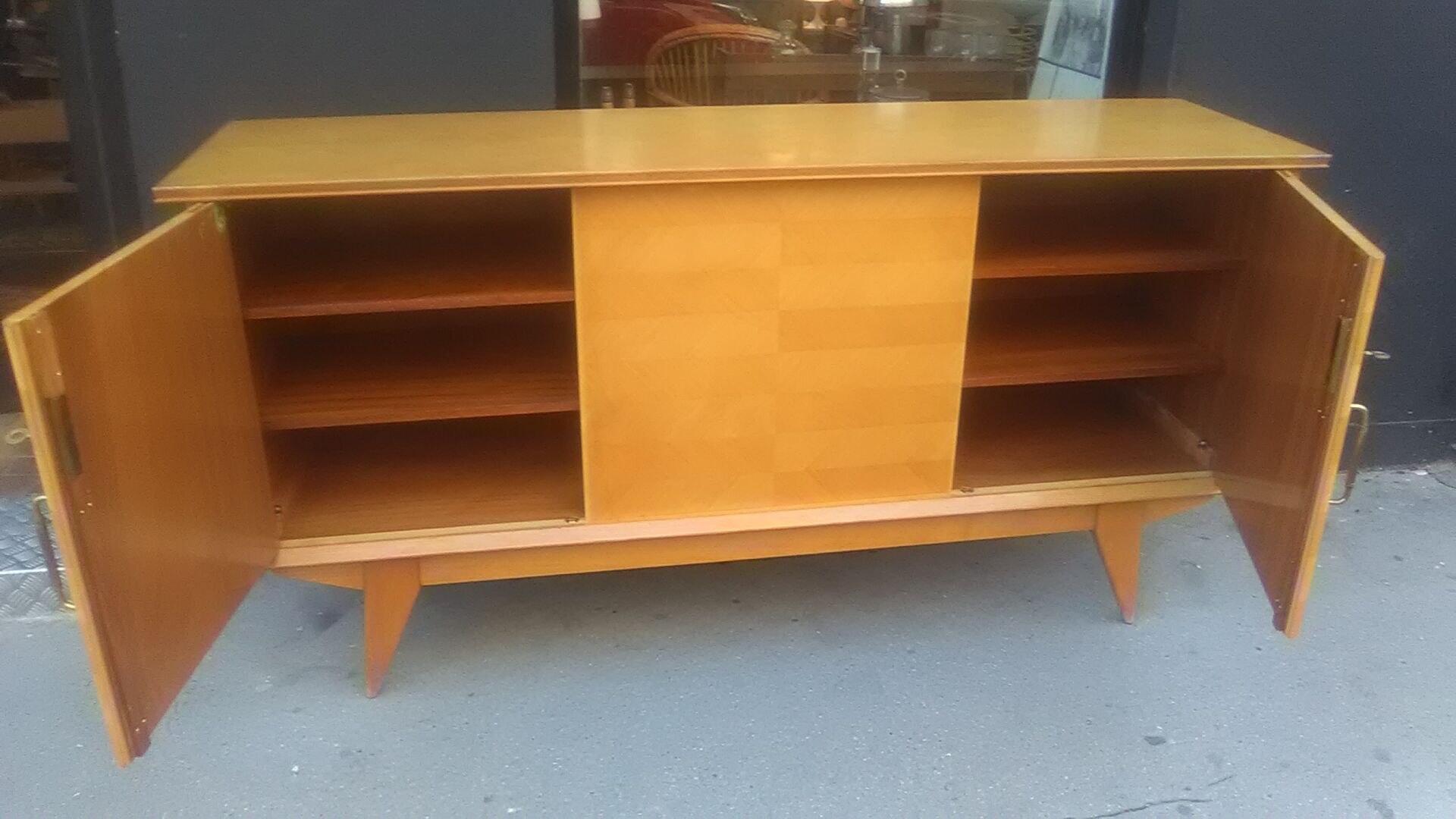 Vintage sideboard 1950 oak foot compass