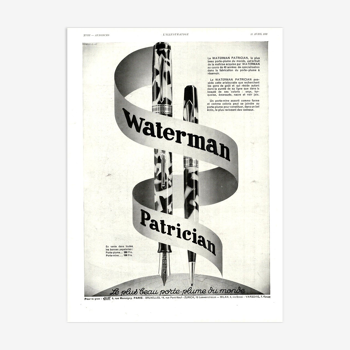 Affiche vintage années 30 Stylo Jif Waterman