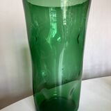 Vase XXXL pinched in blown Empoli glass Italian design 1960