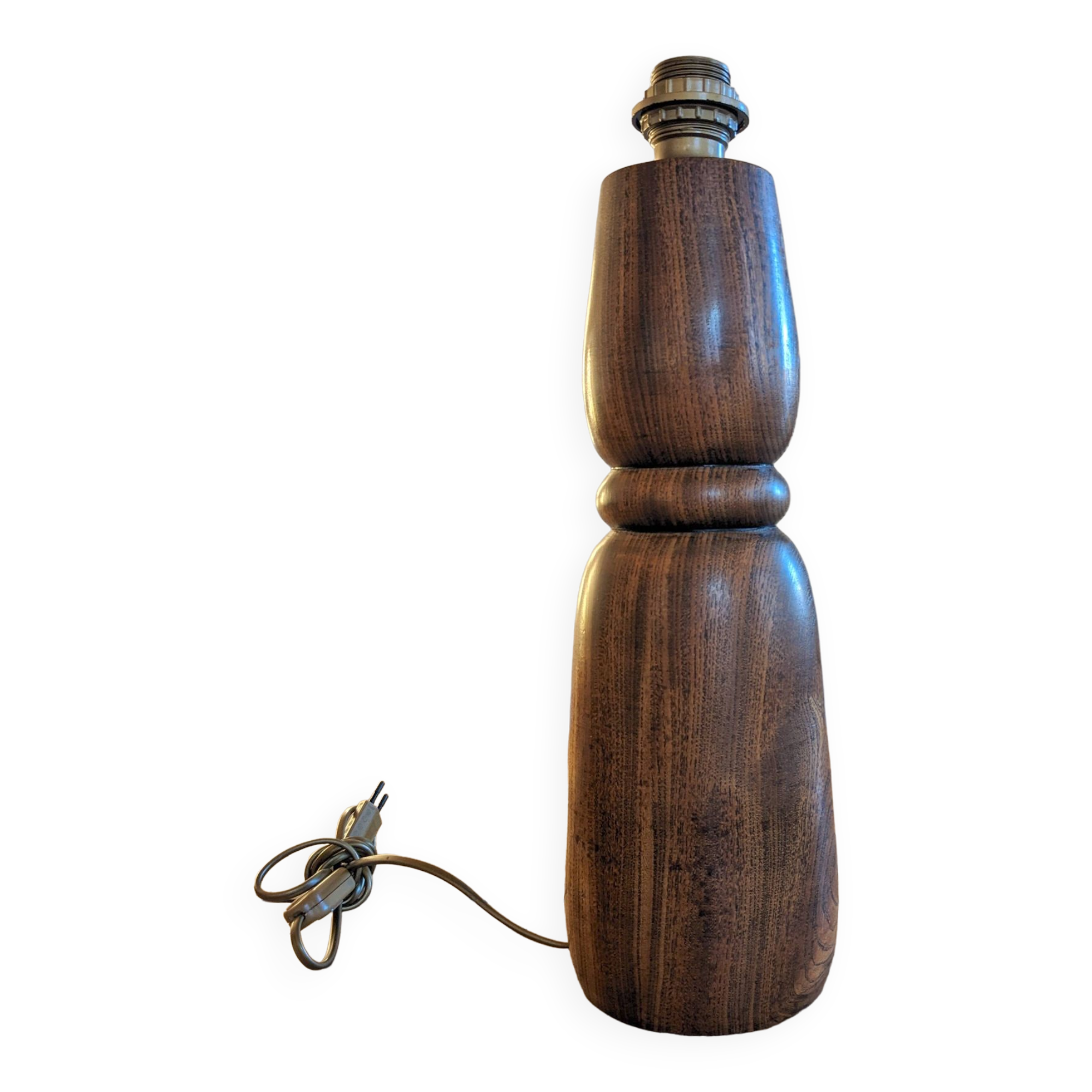 Vintage solid wood lamp base - brutalist design