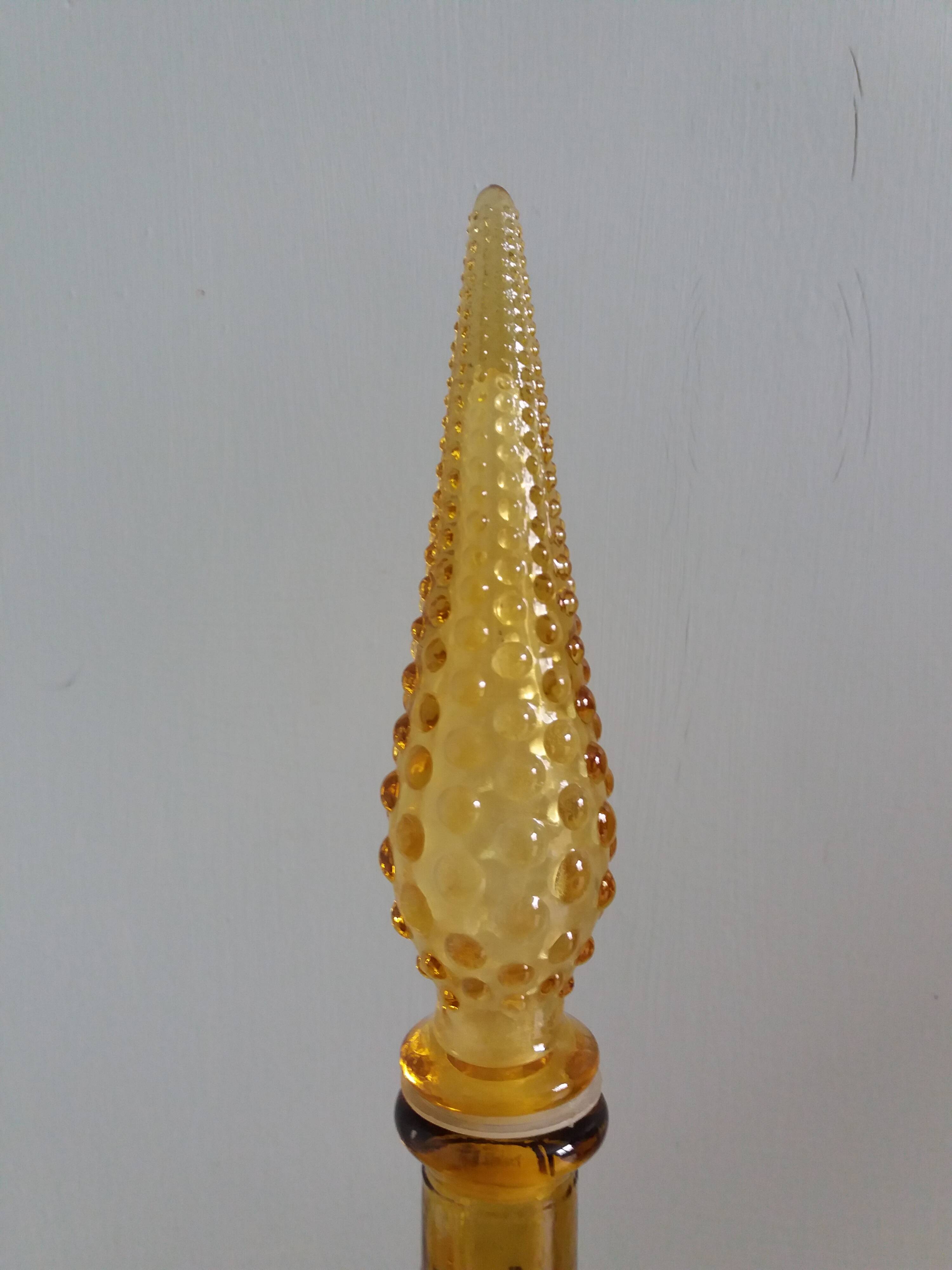 Carafe Empoli Italy Genie bottle in amber glass