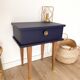 Vintage bedside table, tapered legs - Sèvres blue
