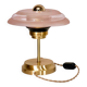 Art Deco bedside lamp in brass and engraved glass.