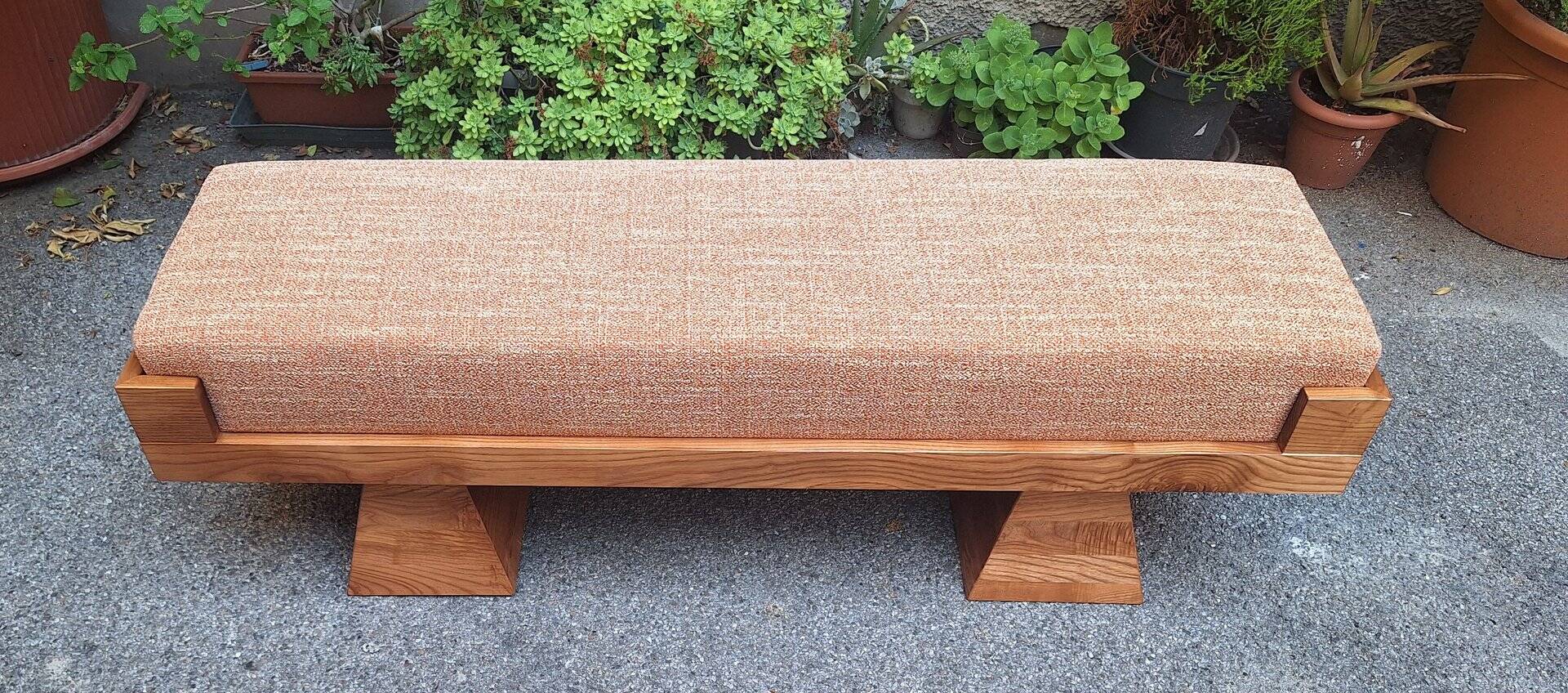 Bench with Pyramid Legs and Stain-Resistant Multi-Color Fabric from Artigianato Italiano, 2000s