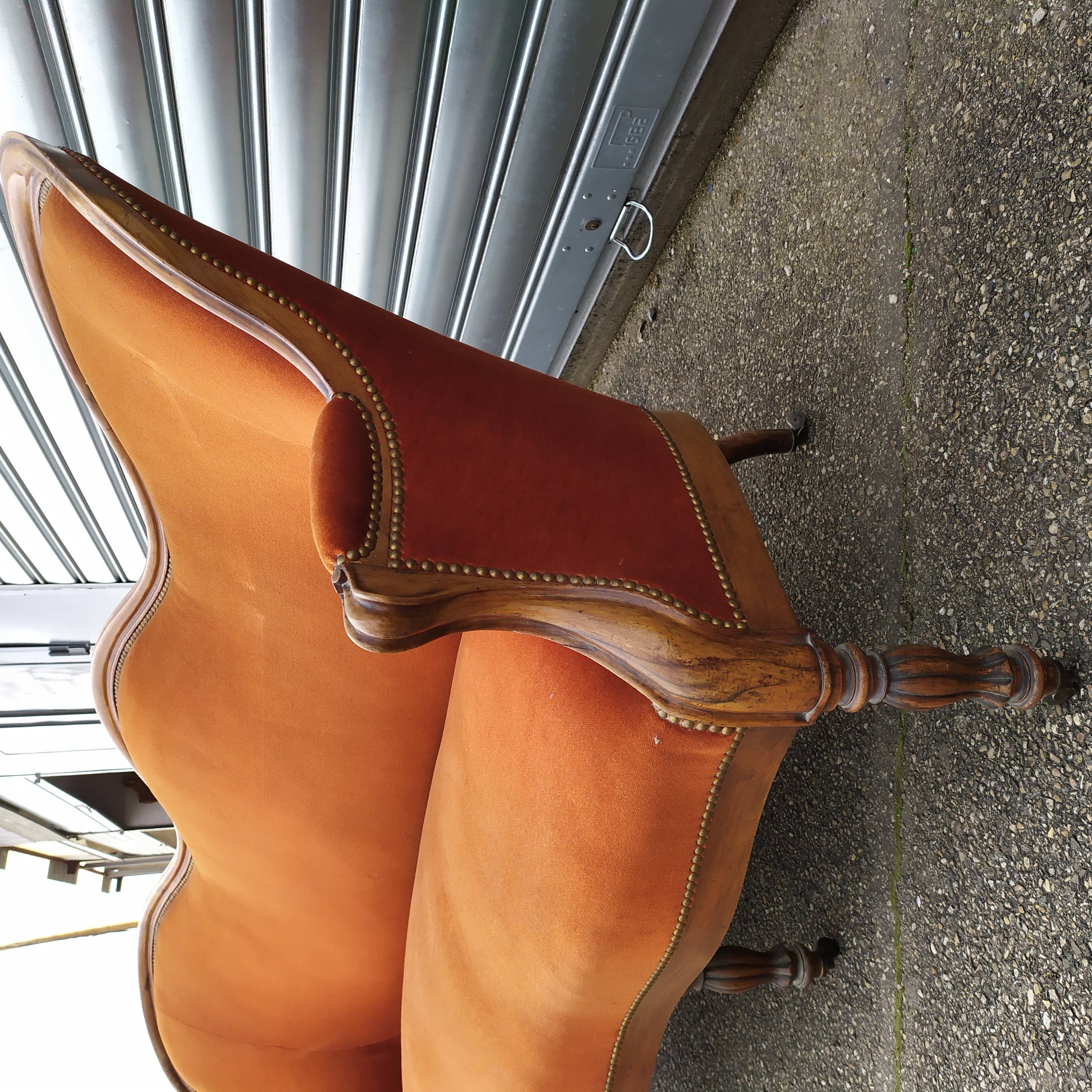Louis Philippe style velvet bench