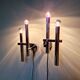 Pair of chromed metal wall lights, design Gaetano Sciolari, 1970s