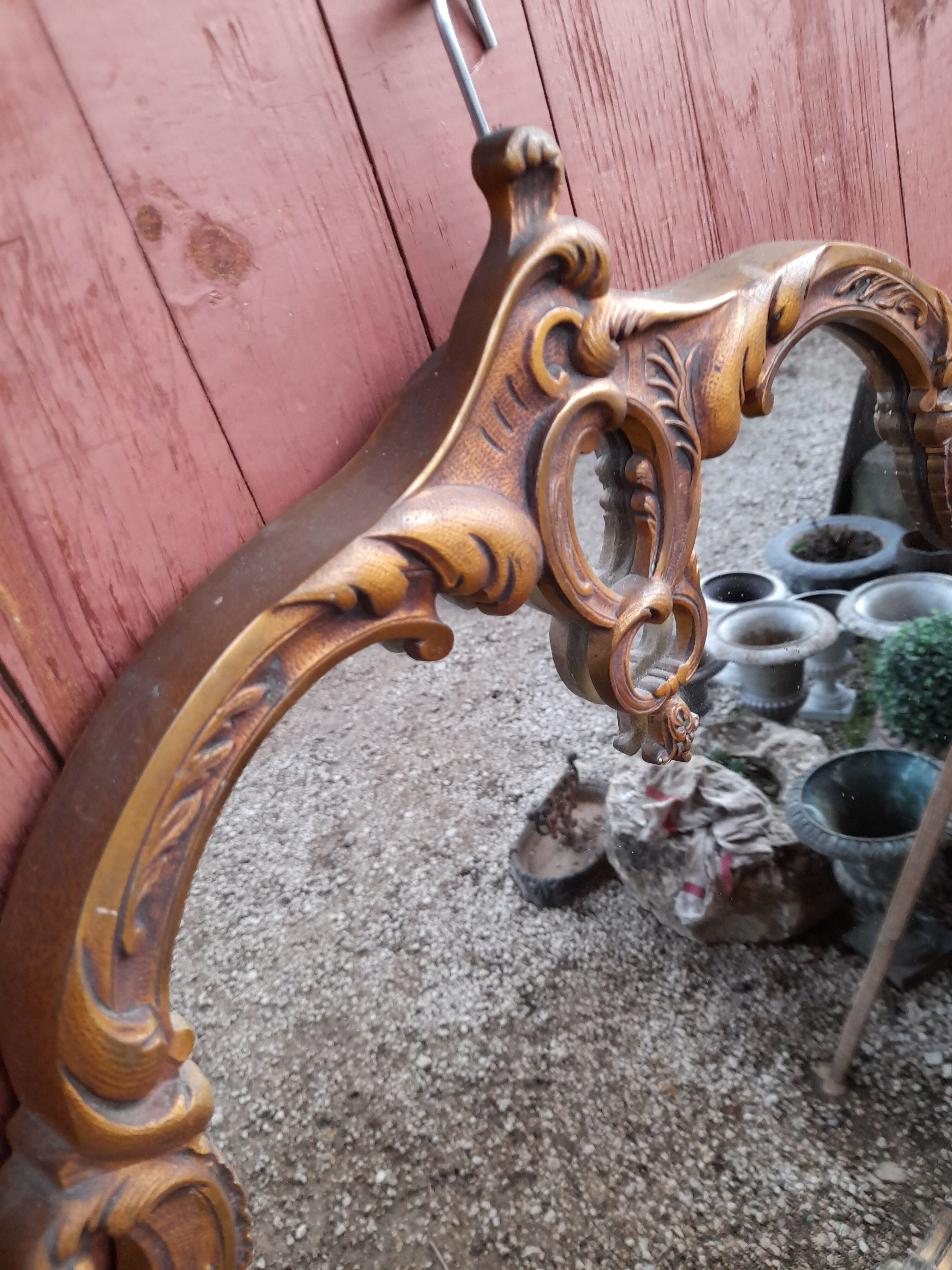 Louis XV style rock mirror in bronze  69x70cm