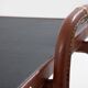 Jacques Adnet coffee table in red saddle-stitched leather and brass, 1950s