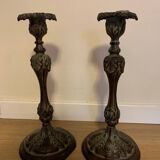 Set of 2 cast iron candlesticks