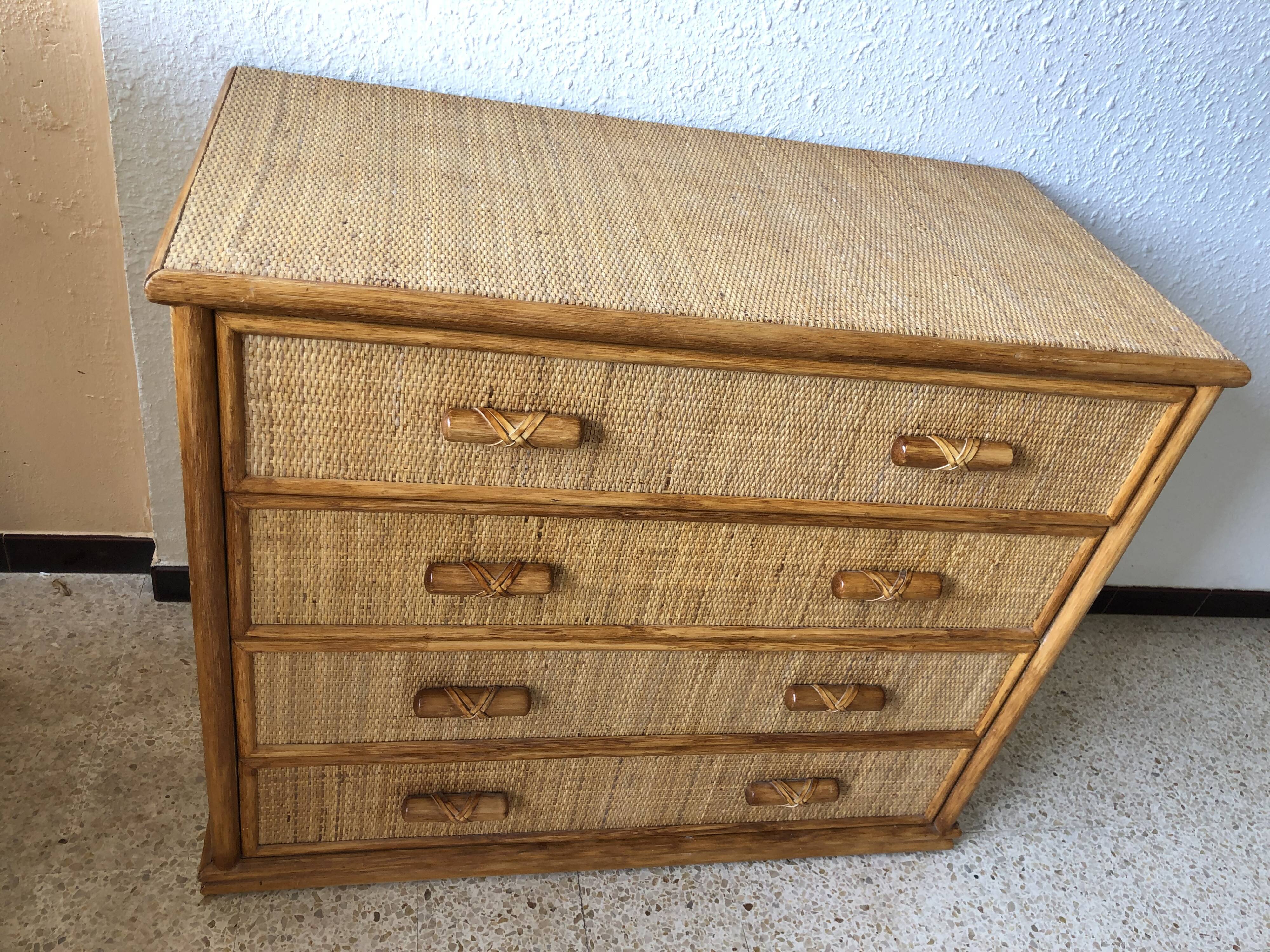 Vintage rattan dresser
