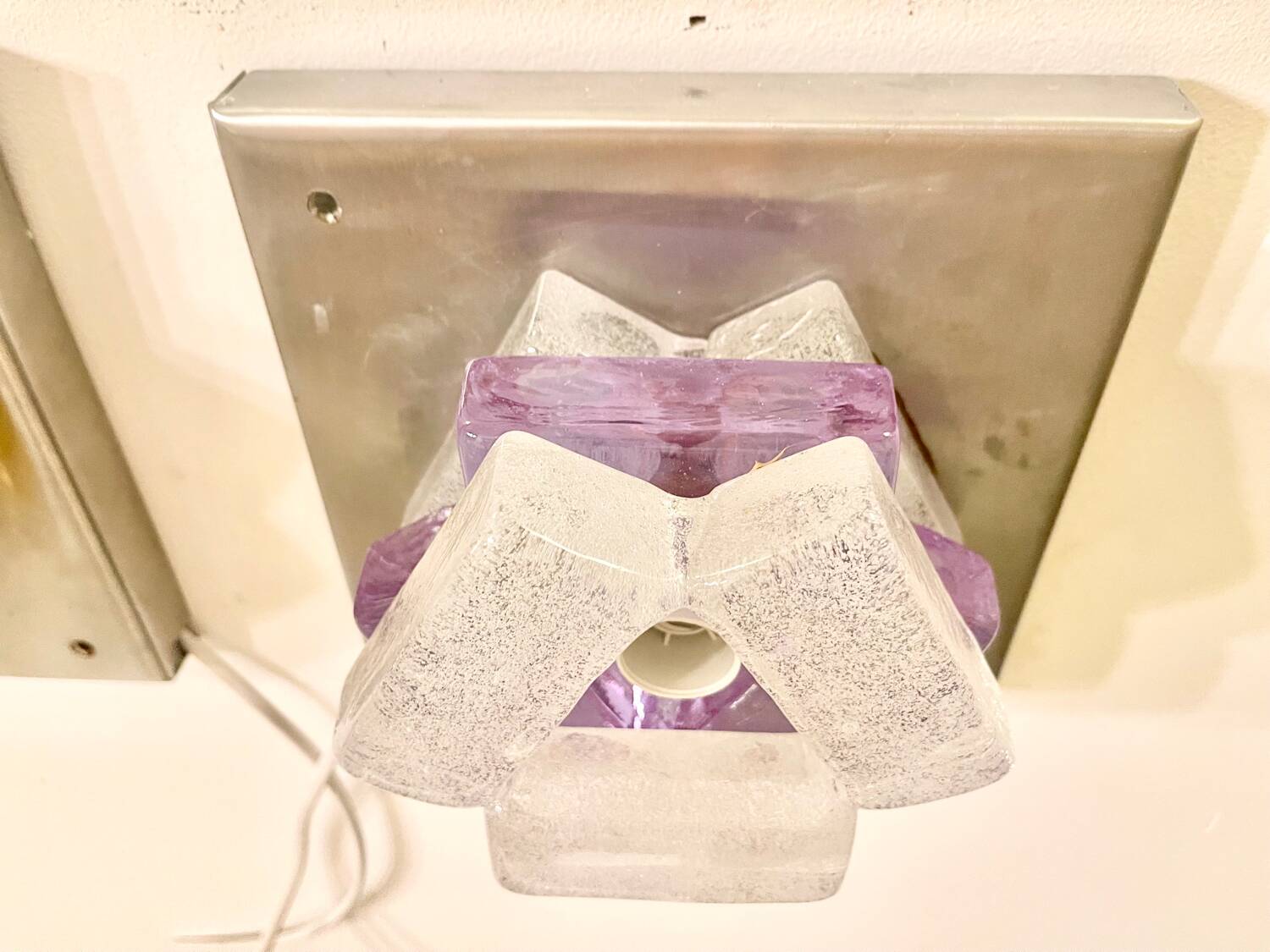 Albano Poli by Poliarte two-tone murano glass wall light, Italy 1970