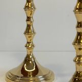 Pair of vintage golden metal candle holders