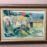 Original Swedish Oil on Canvas – “Friends” by Nils Sewerin – Vintage & Framed