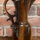 German Pitcher with Vertical Brown Stripes and Rococo Style Handle, Vintage Ceramic Made from Red Cl