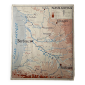 Vintage school map 1950 "Aquitain Basin / Mediterranean Midi"