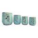 Set of 4 Art Deco celadon green and silver barbotine pots.