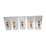 Lot 5 orangeade glasses decorating vintage poppy flags 1970 mobil