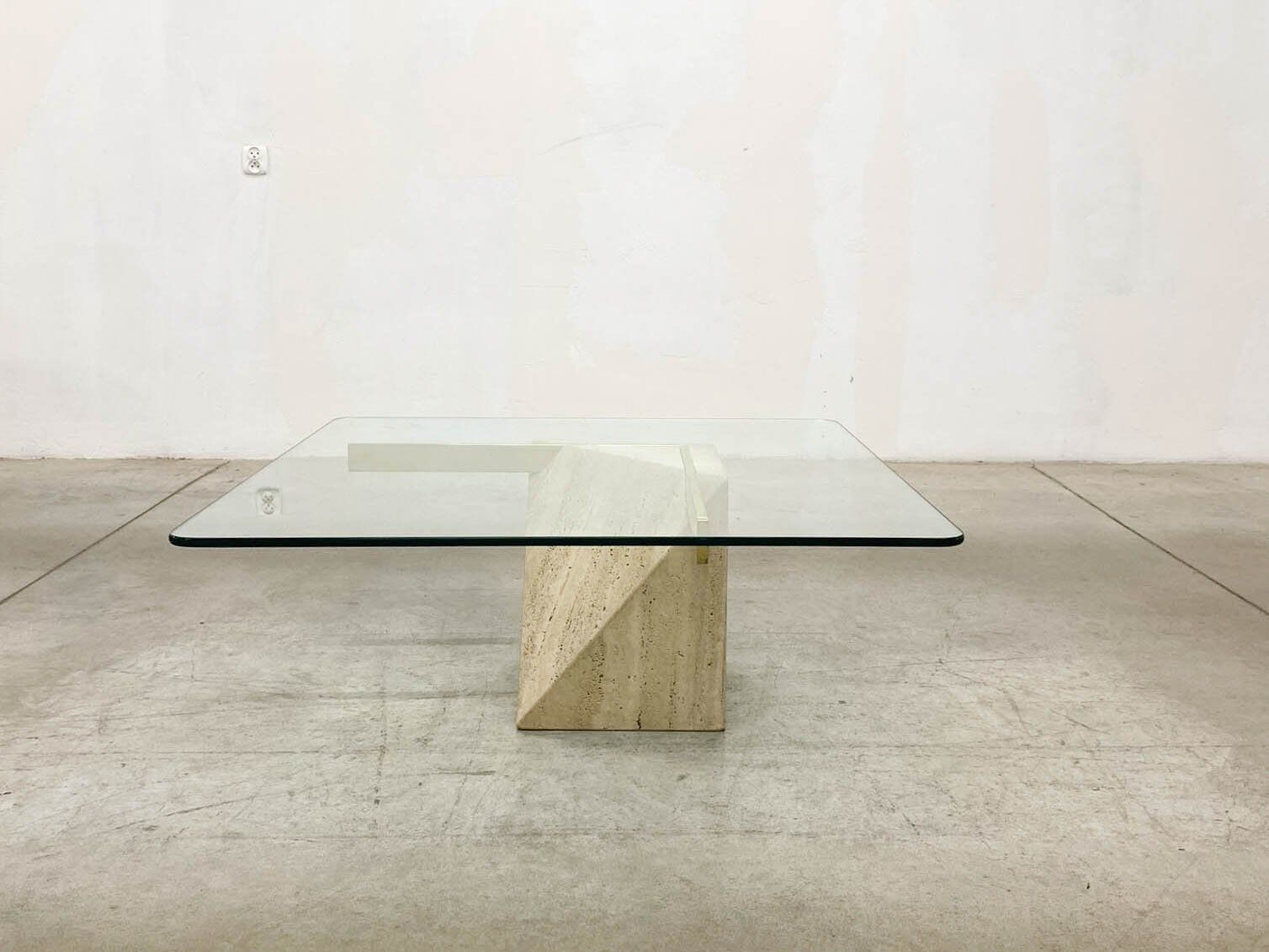 Italian travertine coffee table from Artedi, 1970s