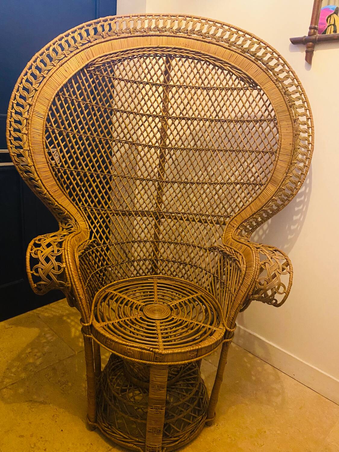 Emmanuel armchair in woven bamboo rattan