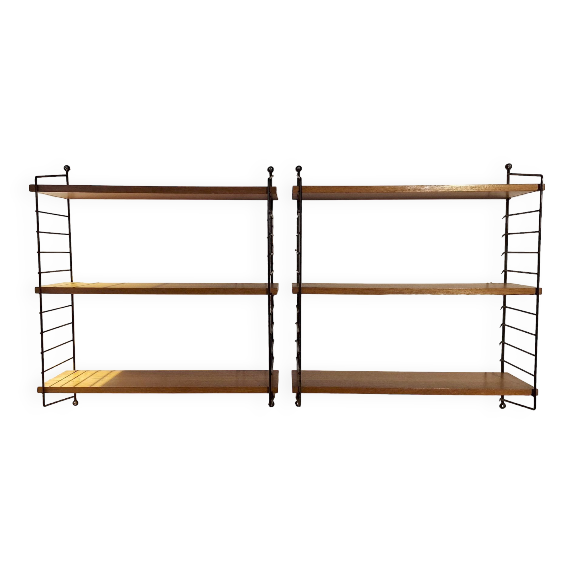 Scandinavian wall shelves teak & metal, 1960s