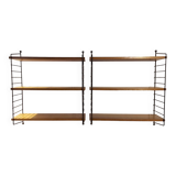 Scandinavian wall shelves teak & metal, 1960s