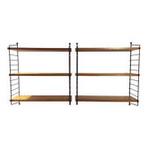 Scandinavian wall shelves teak & metal, 1960s