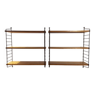 Scandinavian wall shelves teak & metal, 1960s