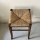 tabouret de table vintage en bois et osier, 1960