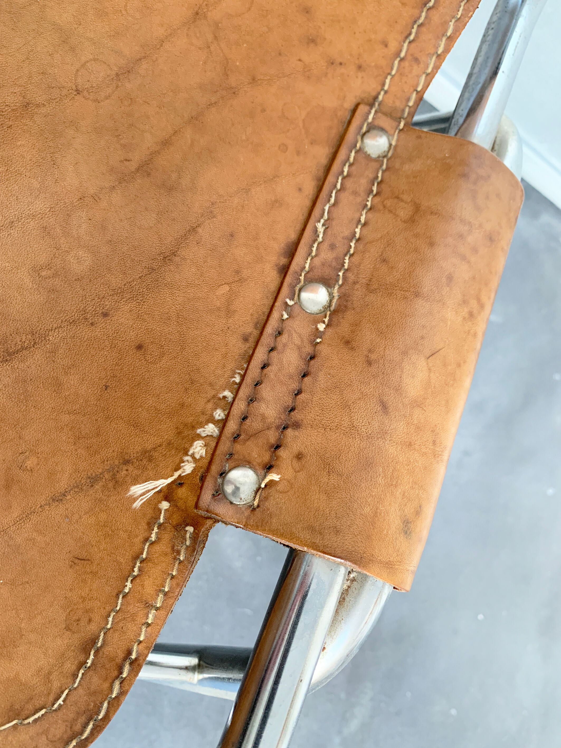 Vintage Chair Les Arcs in leather, published by Dal Vera, 1960s-70s