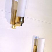 Set of three brass and opaline sconces, mid-century France