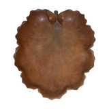 Carved wooden fruit cup with signed leaf shape