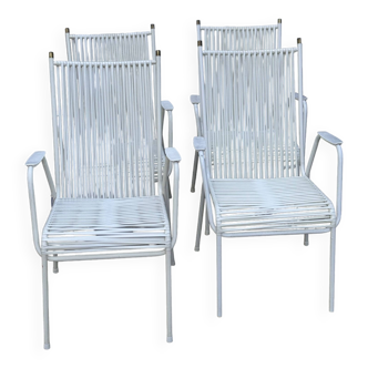 Set of 4 Mistac Spaghetti String Garden Arm Chairs with Cushions