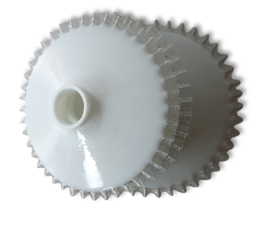 Lampshade, pendant light in scalloped opaline glass, 1940s/50s