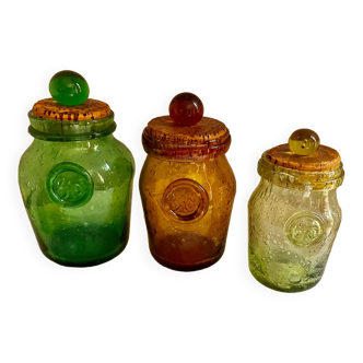 Series of 3 jars Verrerie Biot