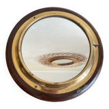 Wood and brass mirror