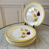 Set of 6 dessert plates Digoin Sarreguemines model "Alouette" years 30-40