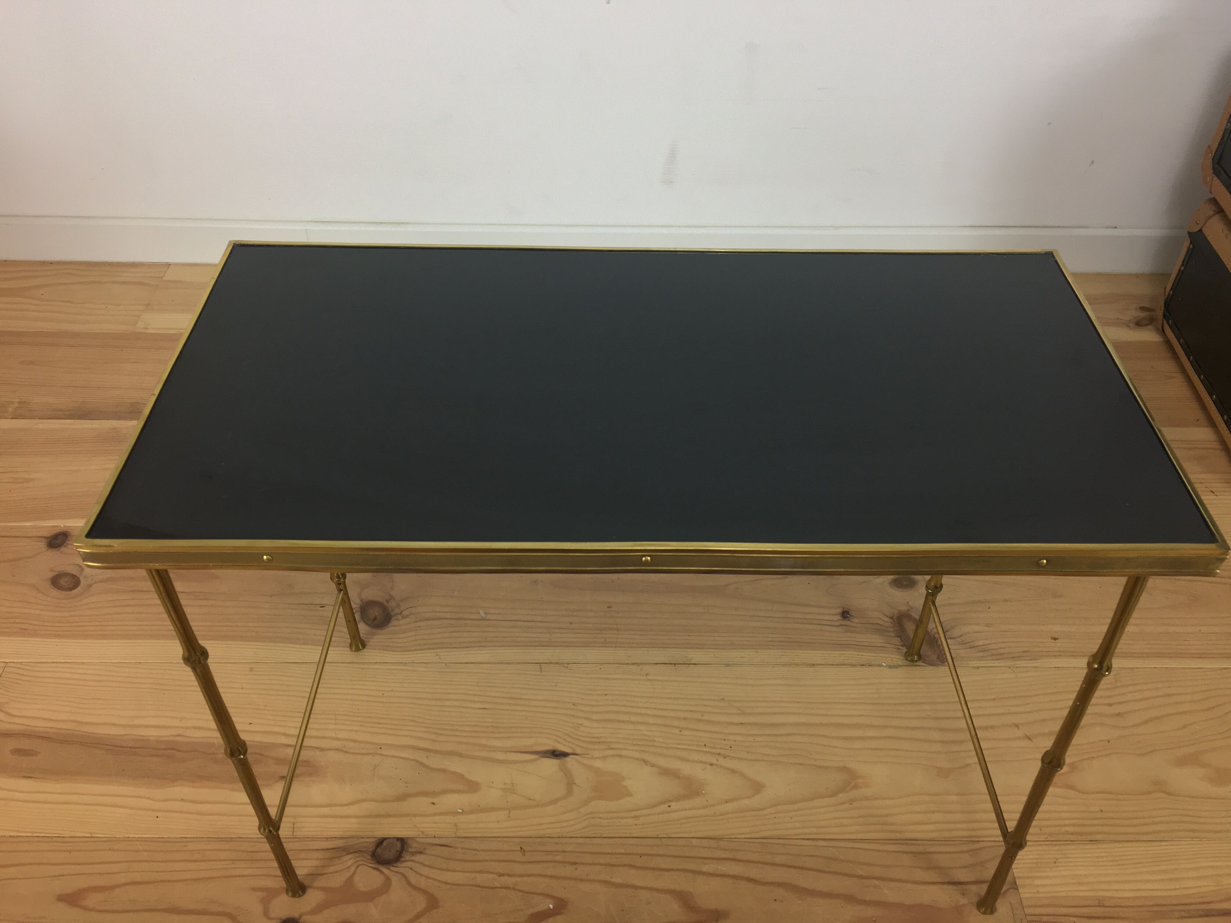 Brass side table, golden bamboo, 1950s