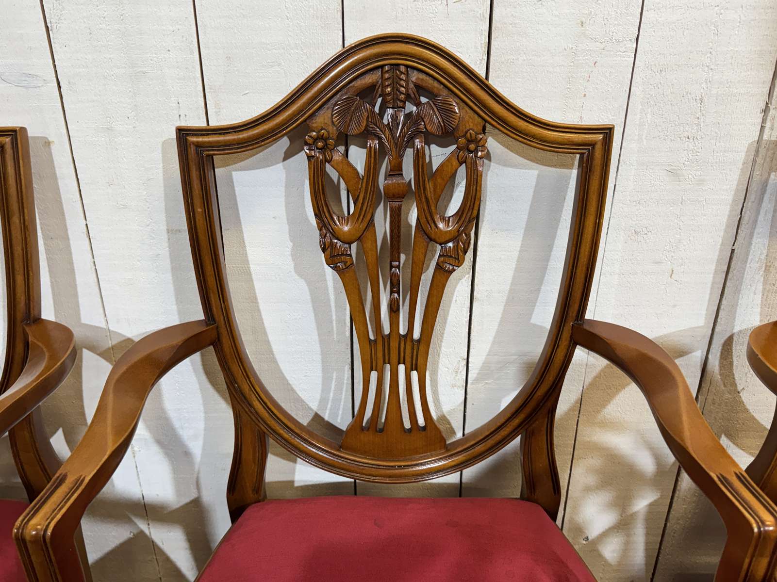 Set of 12 English Regency style beech armchairs from the 1970s.