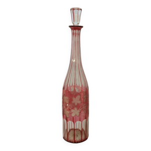 Ancienne carafe cristal - feuilles